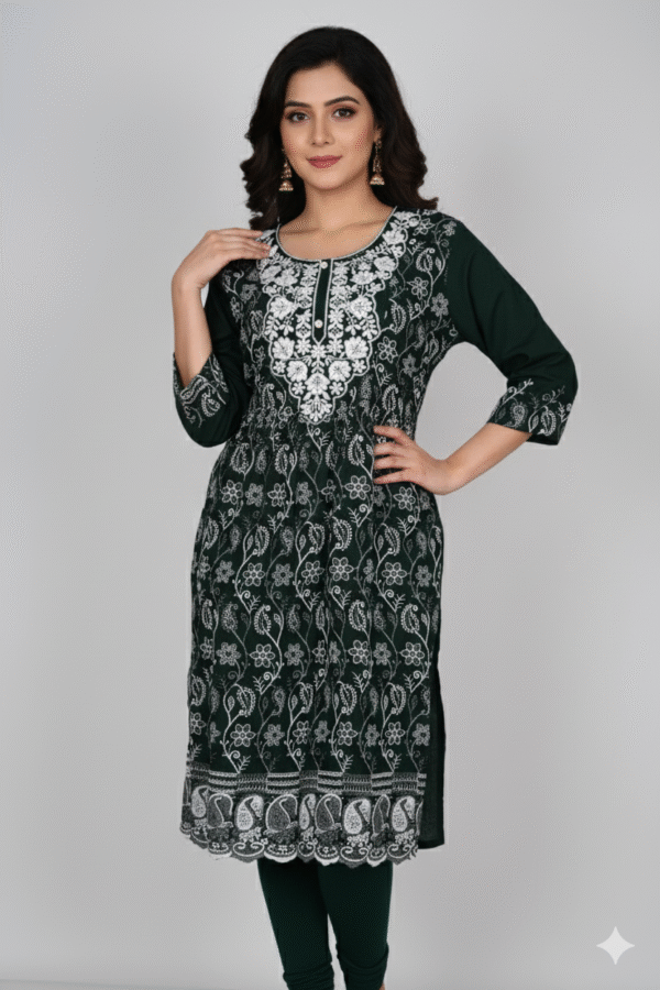 Hand-Embroidered Dark Kurti