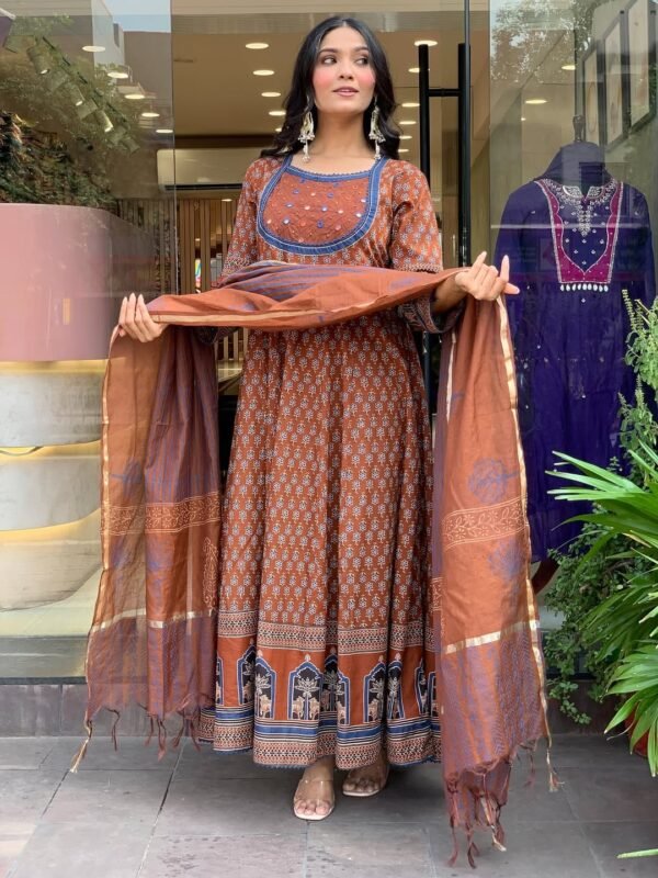 anarkali partywear suit cotton