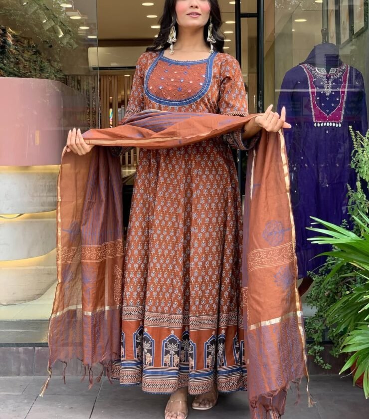 anarkali partywear suit cotton