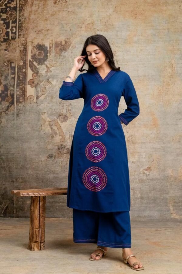 Cotton fabric Embroidery Work Kurti with Pant