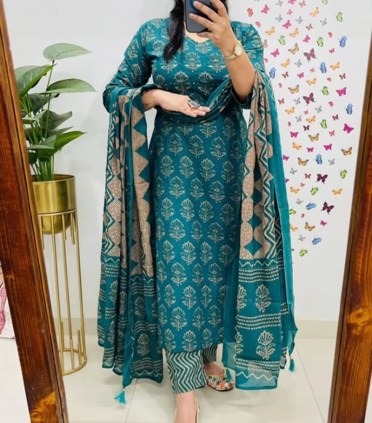 stunning cotton kurti anarkali 3-piece set