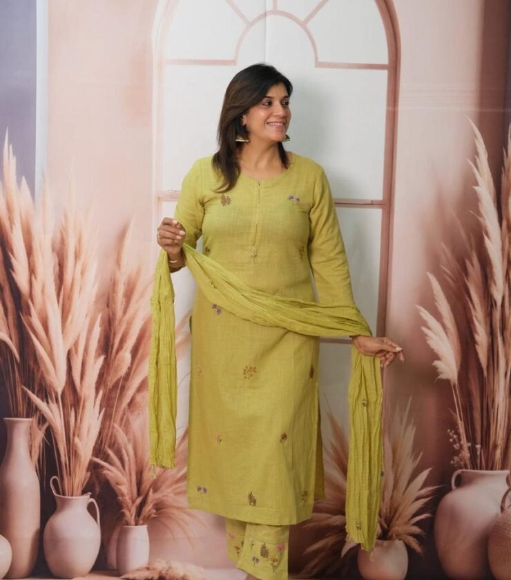 Taj cotton kurti with intricate embroidery work