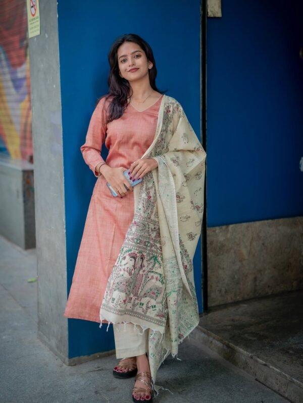 South Cotton kurti with cotton slub pants