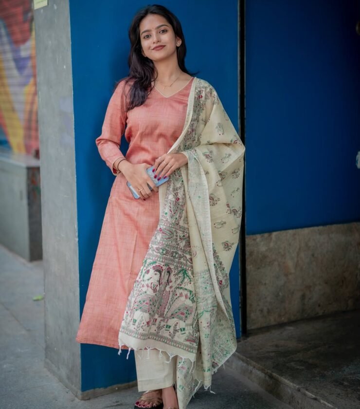 South Cotton kurti with cotton slub pants