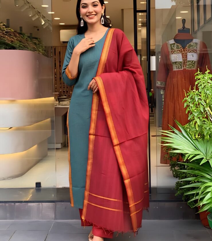 Pure fine South cotton fabric handloom cotton dupatta