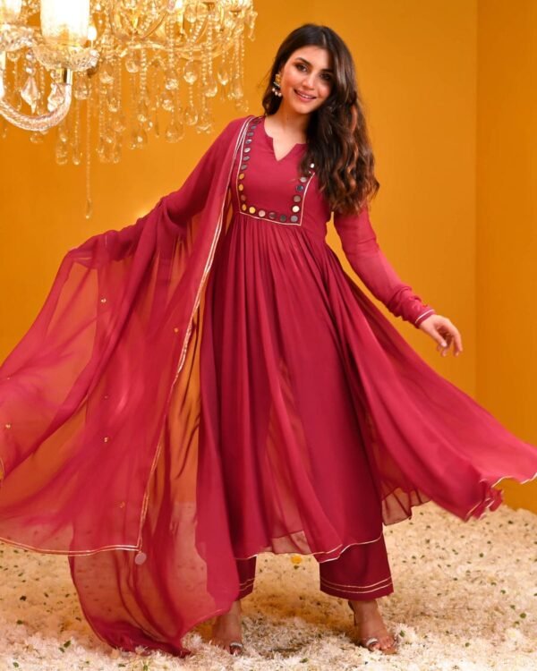 BEAUTIFUL RAYON ANARKALI KURTI PANT AND DUPATTA