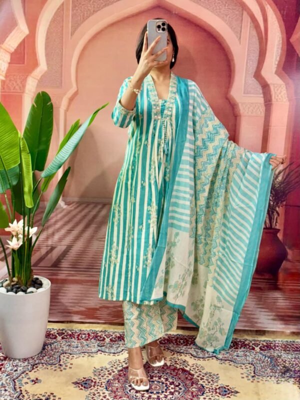Elegant V-Neck Embroidery Kurti
