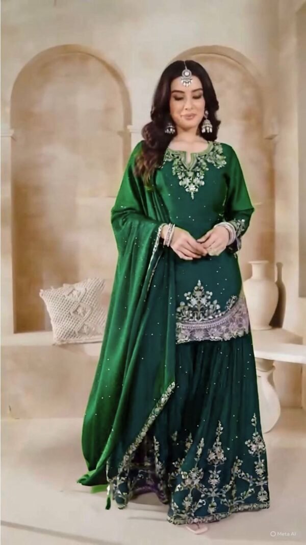PARTY WEAR TOP AND PLAZZO. WITH FANCY DUPPATA