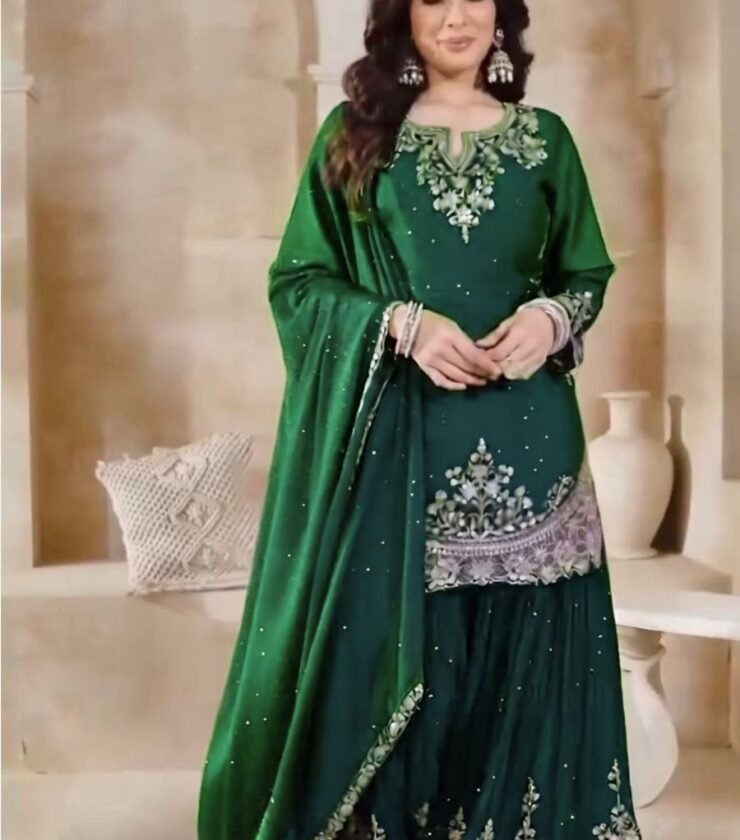 PARTY WEAR TOP AND PLAZZO. WITH FANCY DUPPATA