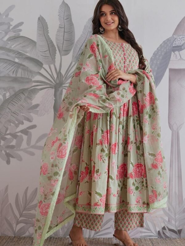 Anarkali kurta ,Pant And Dupatta Set
