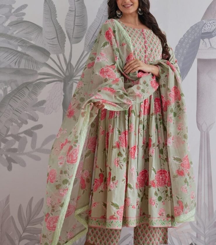 Anarkali kurta ,Pant And Dupatta Set