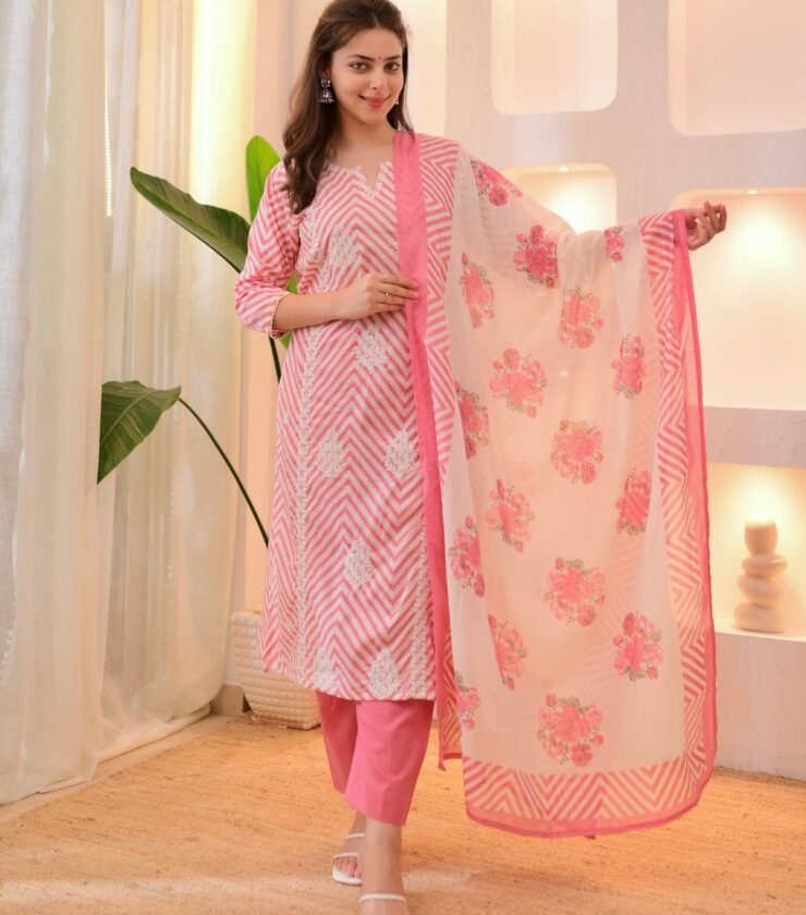 Pure fine Cotton fabric  heavy embroidery Kurti