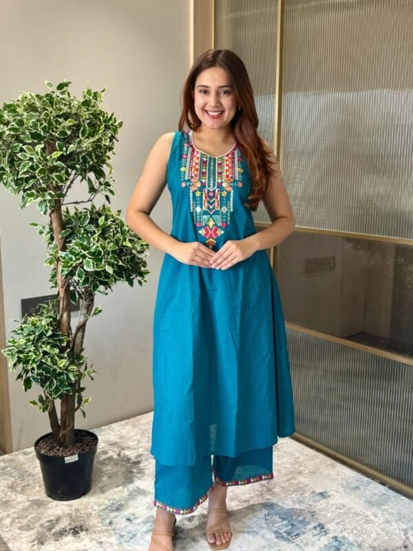Elegant Cotton Embroidered Kurta Set for summer
