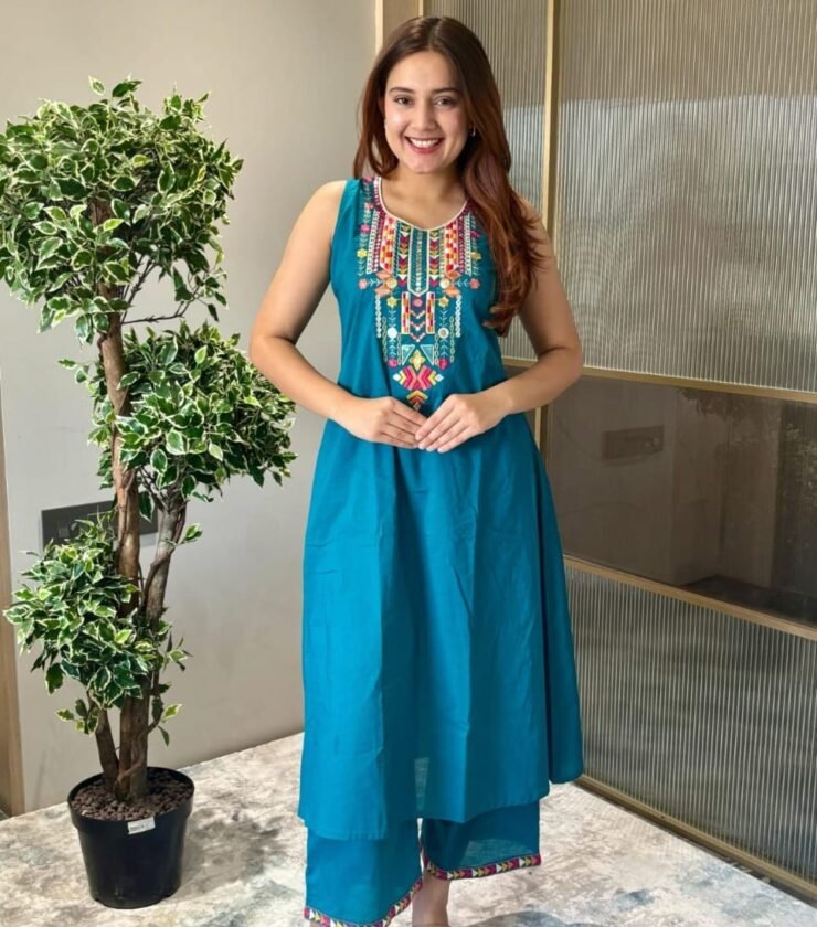 Elegant Cotton Embroidered Kurta Set for summer