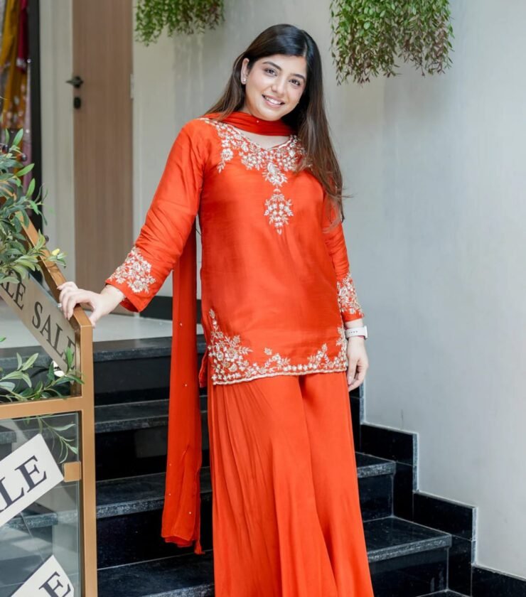 Premium Mul Chanderi With Full Hand Work Plaazo Dupatta Set