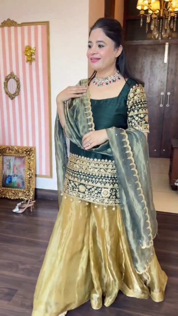 EMBROIDERED TOP, PLAZZO AND DUPATTA