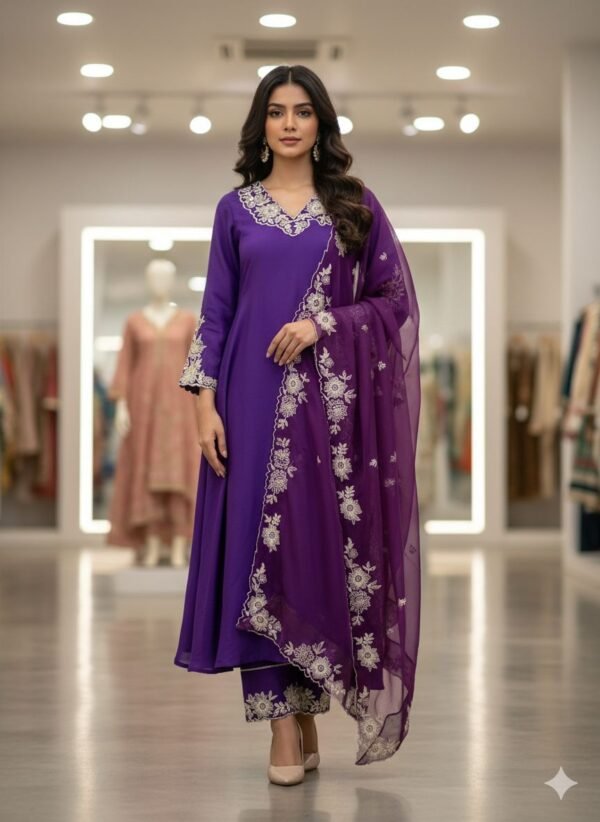 EMBROIDERED TOP, PANT AND DUPATTA 