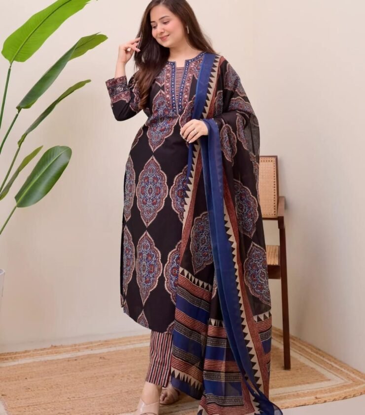 fine Rayon fabric Kurti with Pant with malmal Dupatta