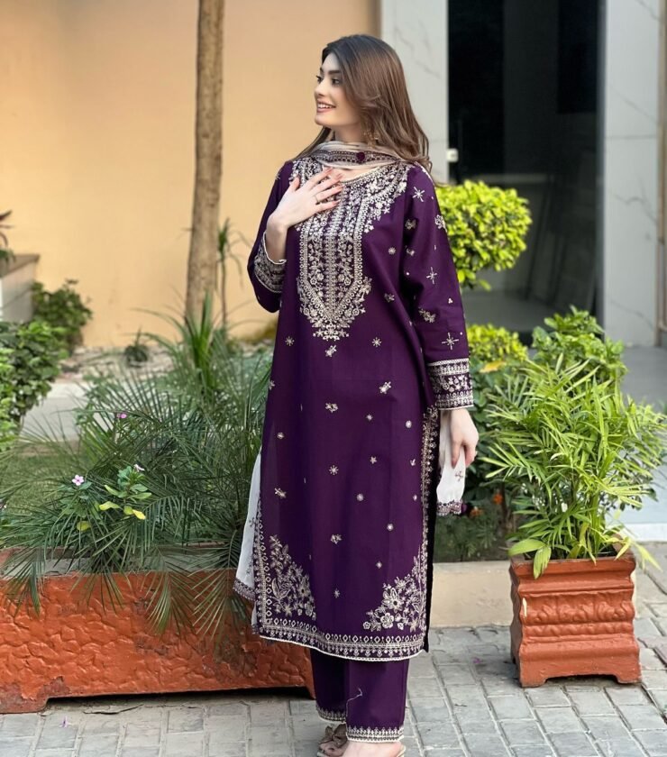 EMBROIDERY WORKED TOP, PANT AND DUPATTA