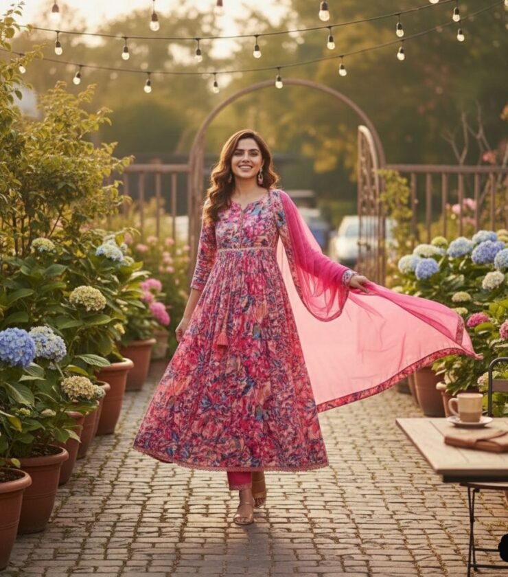 Anarkali kurti and duptta