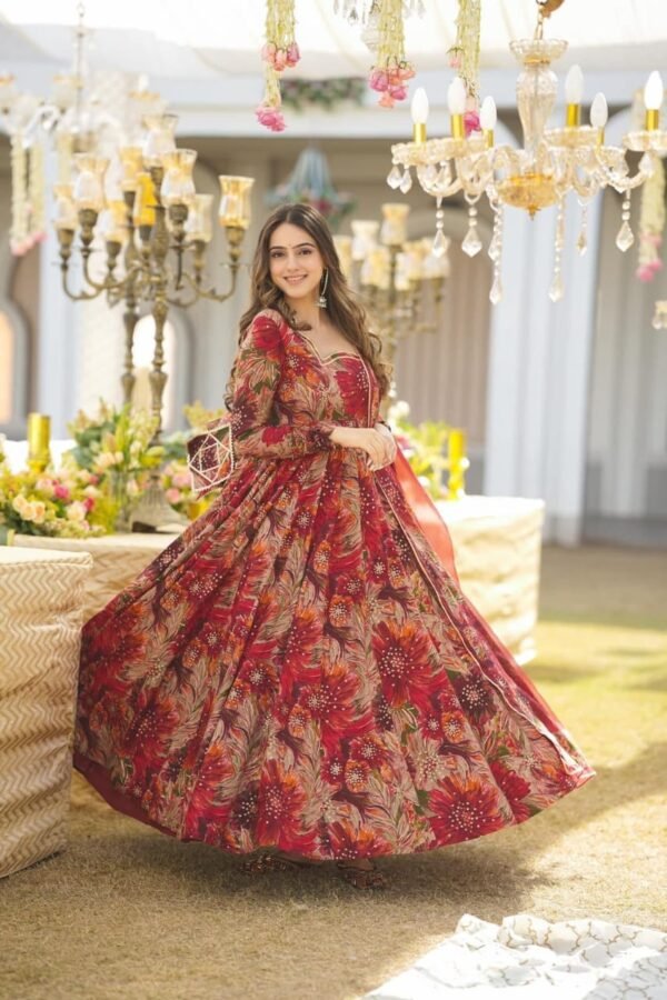 Anarkali Gown, Pant & Dupatta