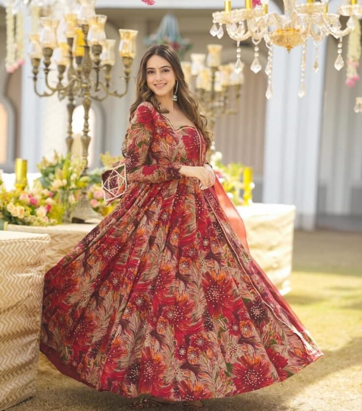 Anarkali Gown, Pant & Dupatta
