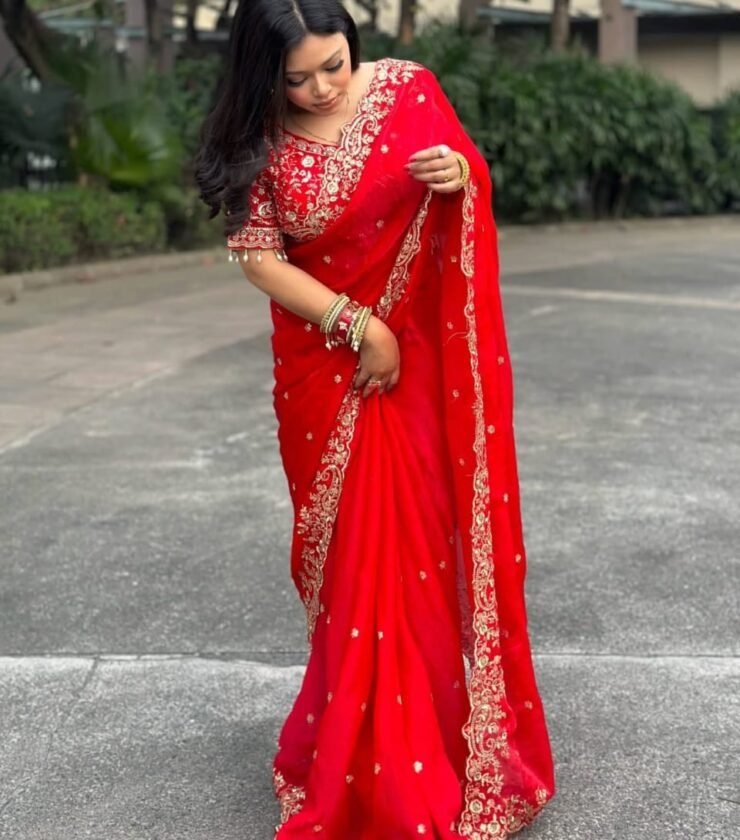 striking saree ensemble