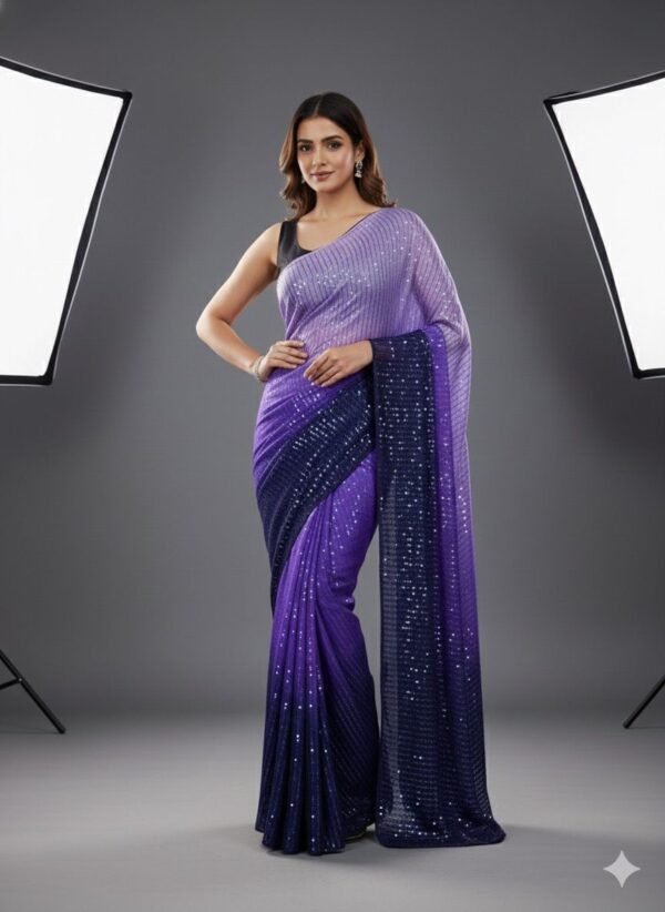 This dazzling purple ombre saree